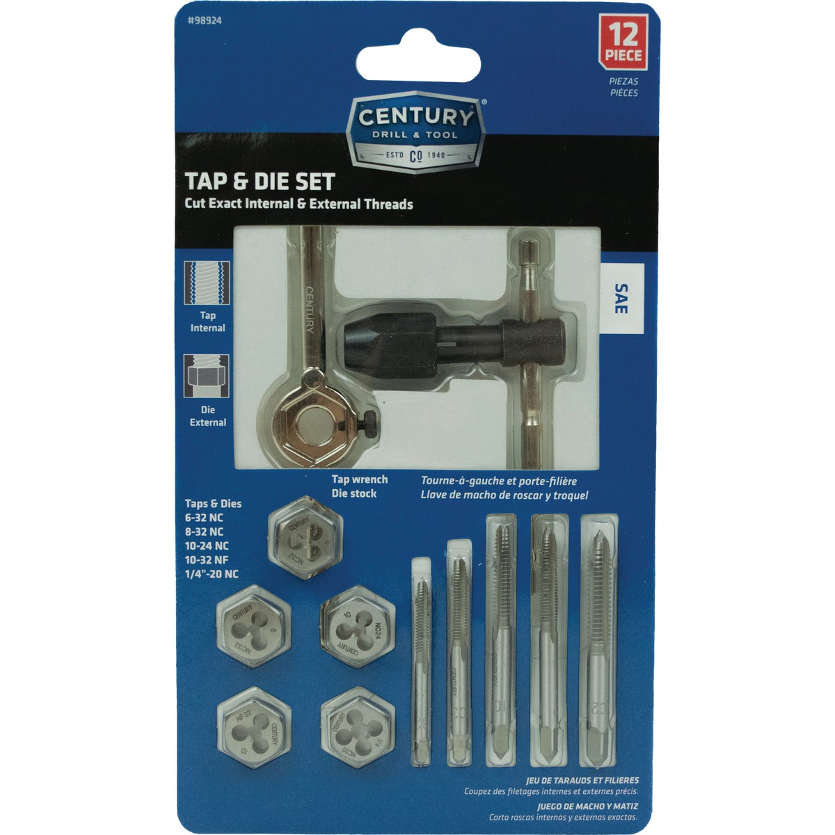 Century Drill & Tool Machine Screw & Fractional Tap & Die Set (12-Piece) Image 7