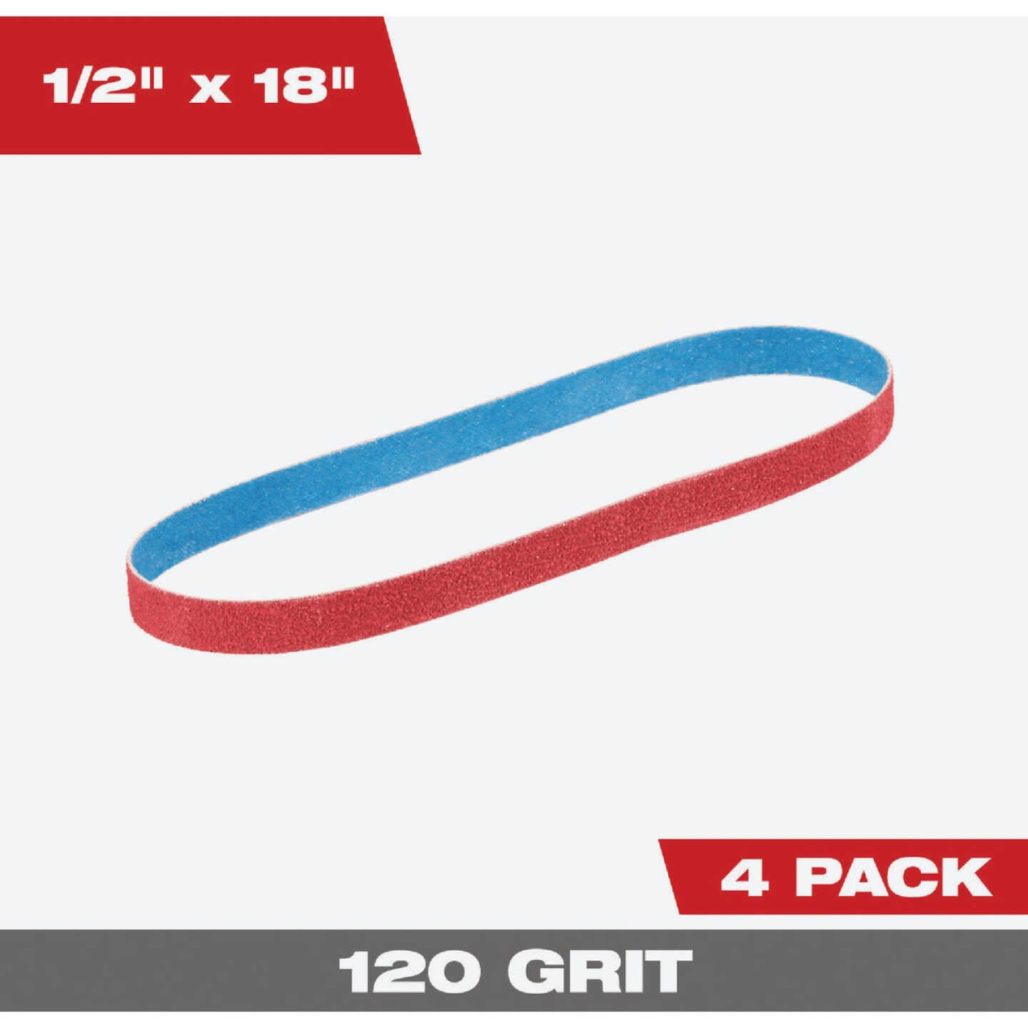 Milwaukee 1/2 In. x 18 In. 120 Grit Bandfile Belt (4-Pack) Image 1