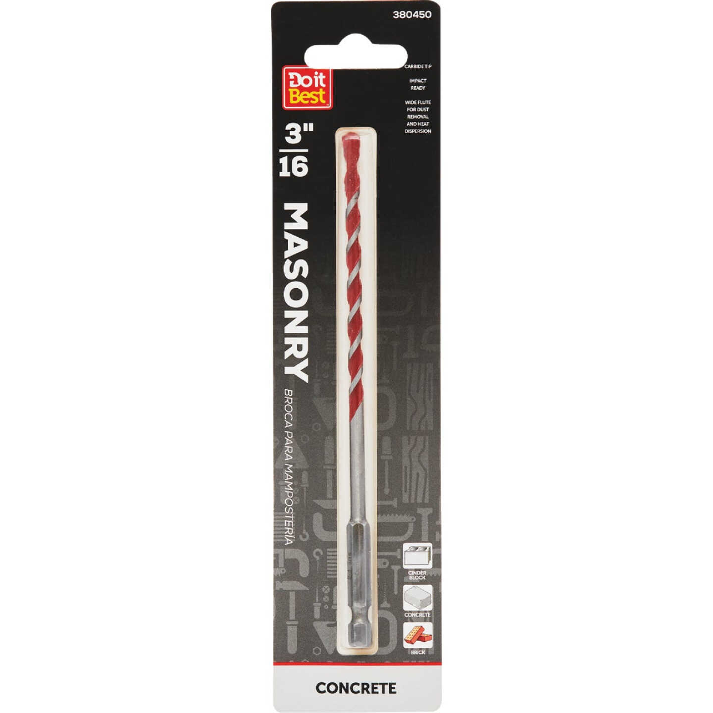 Do it Best 3/16 In. x 6 In. Impact Ready Carbide Masonry Drill Bit Image 1