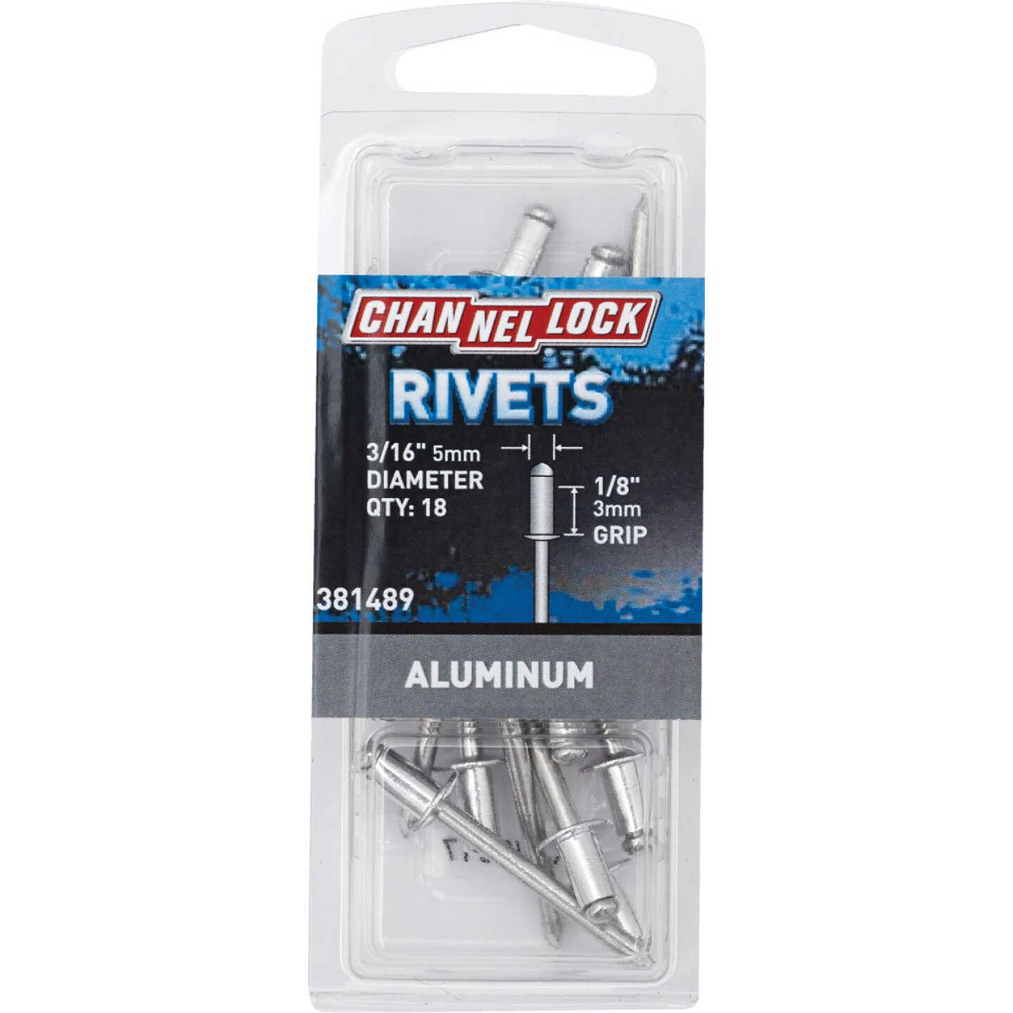 Channellock 3/16 In. Dia. x 1/8 In. Grip Aluminum POP Rivet (18-Pack) Image 1