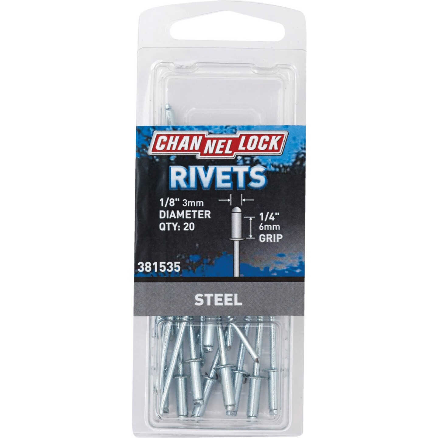 Channellock 1/8 In. Dia. x 1/4 In. Grip Steel POP Rivet (20-Pack) Image 1
