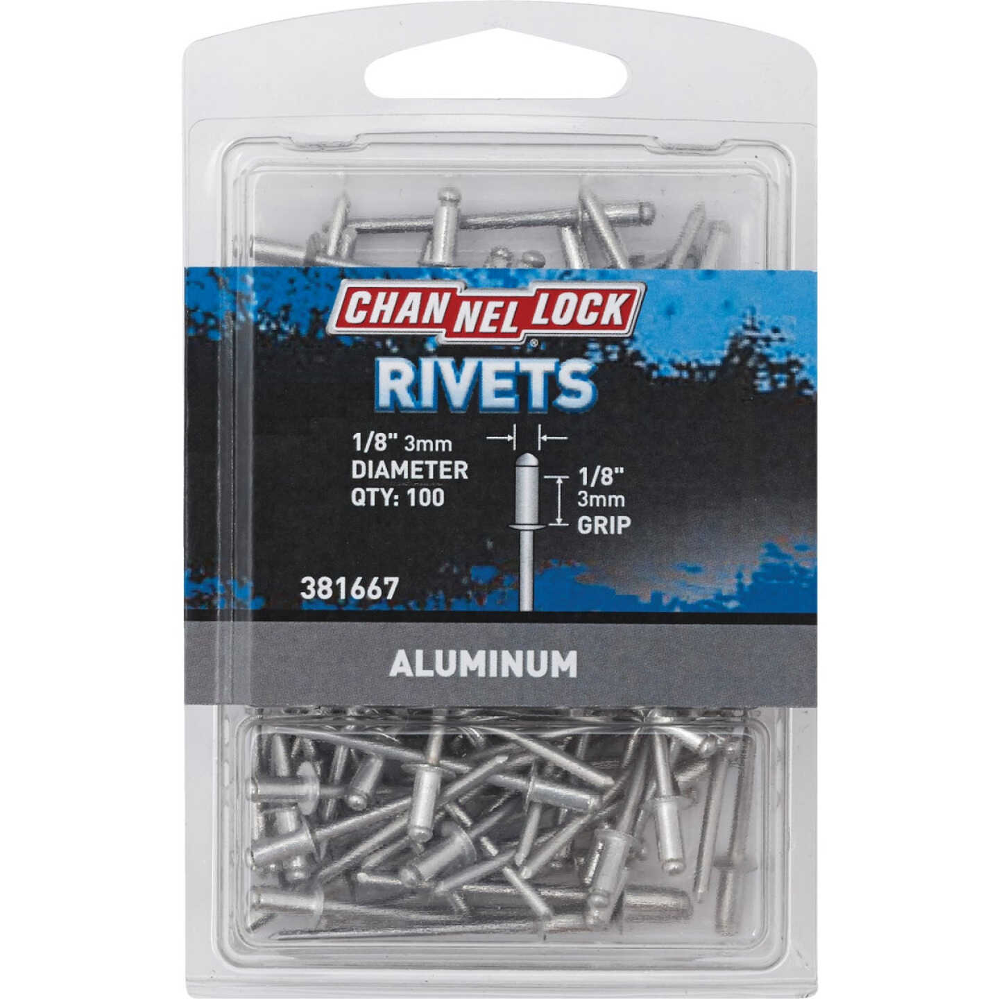 Channellock 1/8 In. Dia. x 1/8 In. Grip Aluminum POP Rivet (100-Pack) Image 1