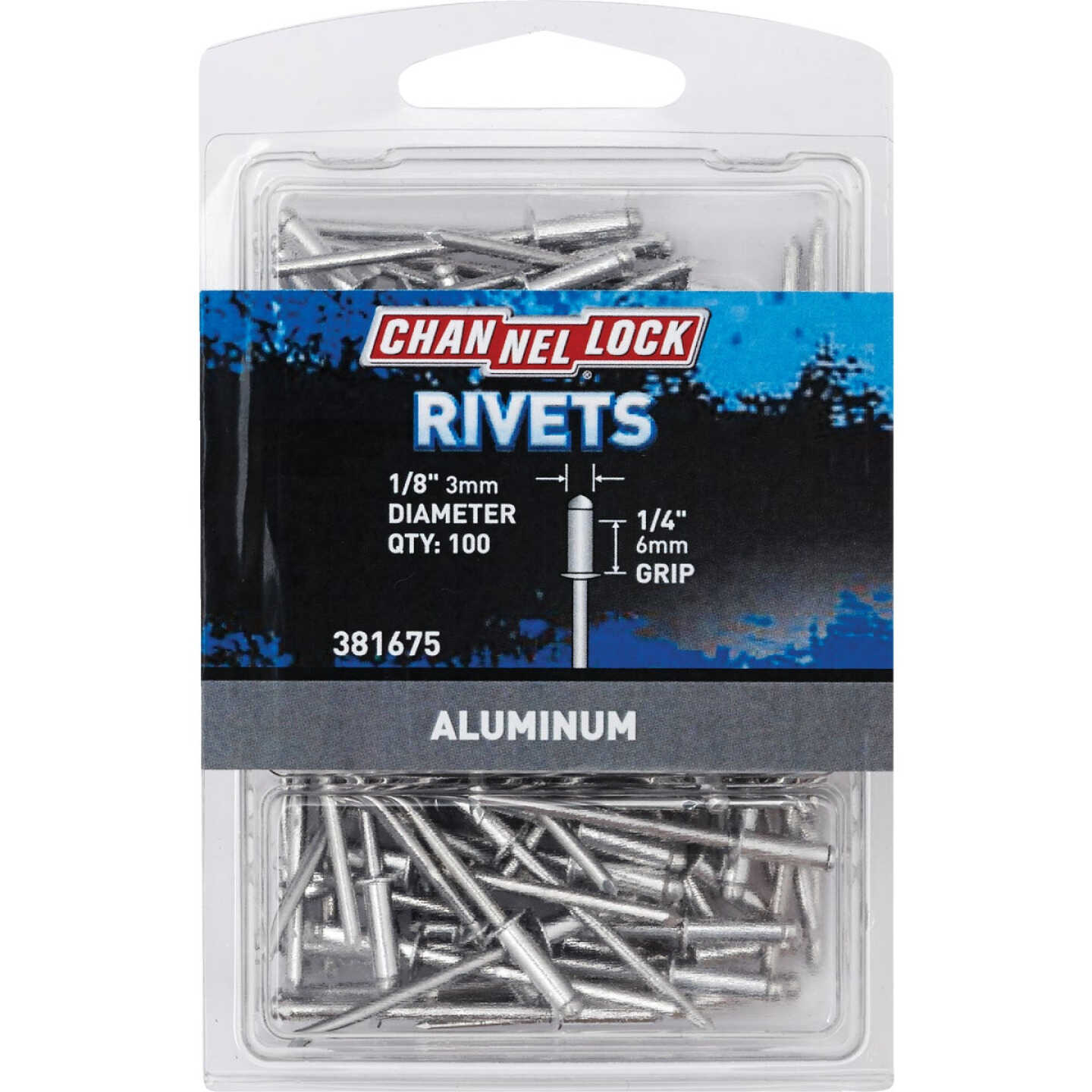 Channellock 1/8 In. Dia. x 1/4 In. Grip Aluminum POP Rivet (100-Pack) Image 1
