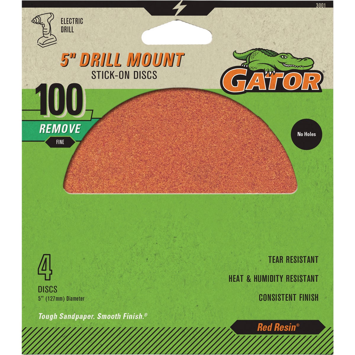 Gator 5 In. 150-Grit Aluminum Oxide Stick-On Sanding Disc (4-Pack)