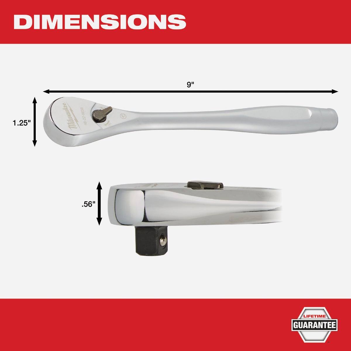 Milwaukee 3/8 In. Drive 90-Tooth Ratchet Image 4