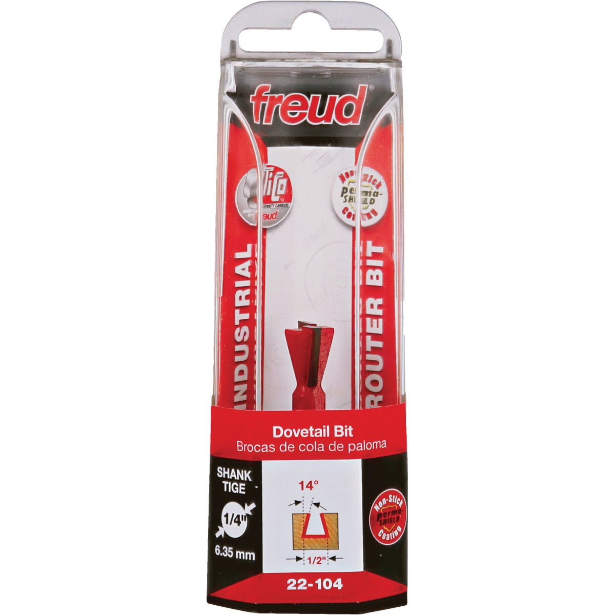 Freud 1/2 In. x 1/2 In. Dovetail Router Bit with 1/4 In. Shank