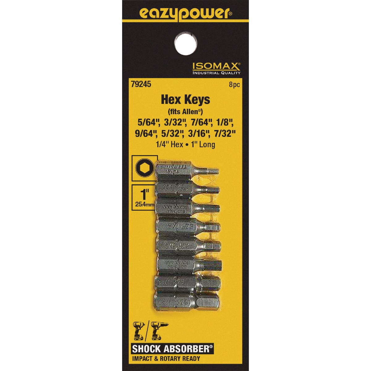 Eazypower Corporation Hex Fractional Insert Screwdriver Bit Set (8-Piece)