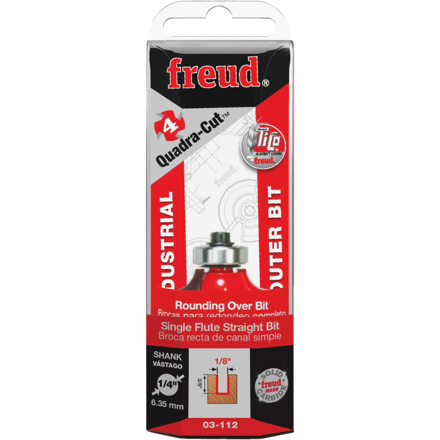 Freud 1/4 In. x 1/2 In. Quadra-Cut Rounding Over Bit with 1/4 In. Shank Image 1