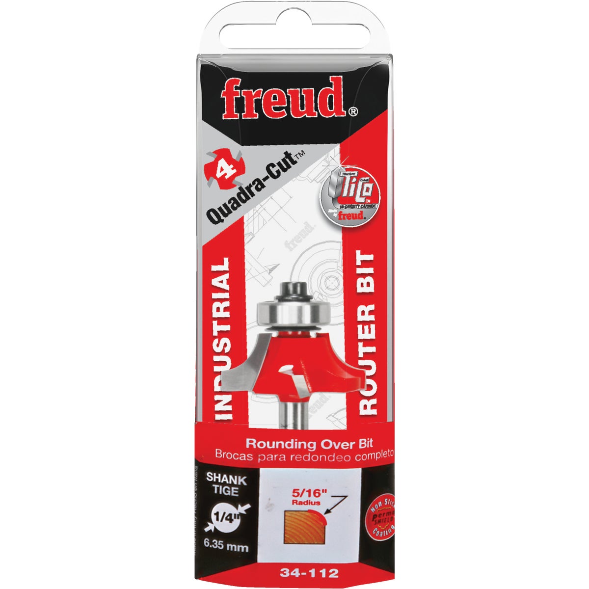 Freud 5/16 In. x 1/2 In. Quadra-Cut Rounding Over Bit with 1/4 In. Shank