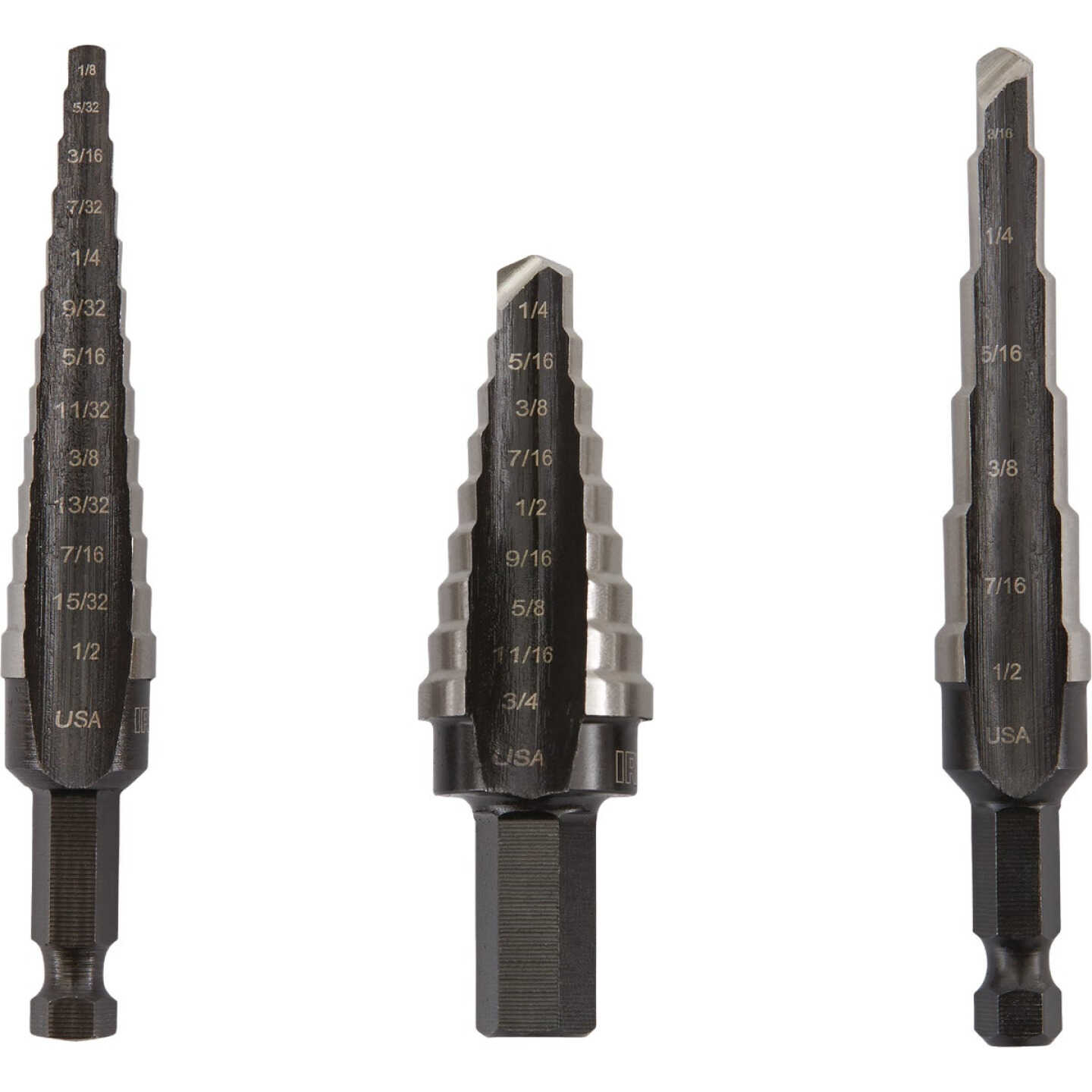 Irwin Unibit 3-Piece High-Speed Steel Step Drill Bit Set, #1 #2 #3 Image 1