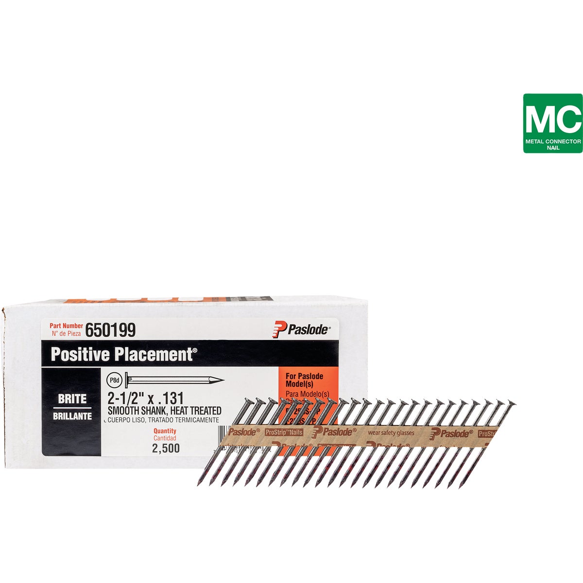 Paslode 2-1/2 In. x 0.131 In. Paper Tape Smooth Shank Heat Treated Brite Metal Connector Nail (2500-Count) Image 3