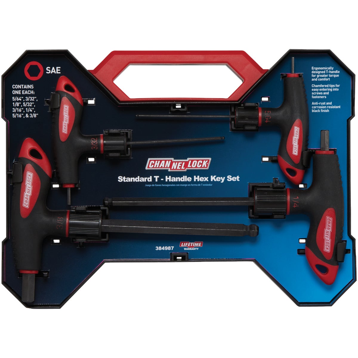 Channellock SAE T-Handle Ball-End Hex Key Set, 8-Piece Image 2