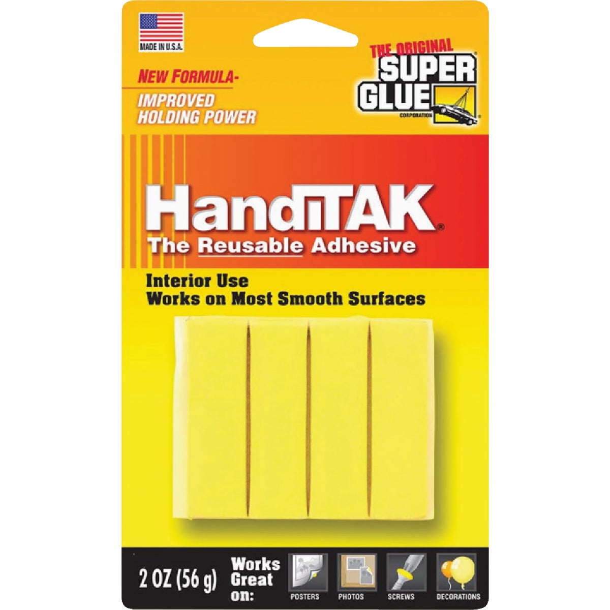 Super Glue 2 Oz. Yellow Reusable Papertak Putty