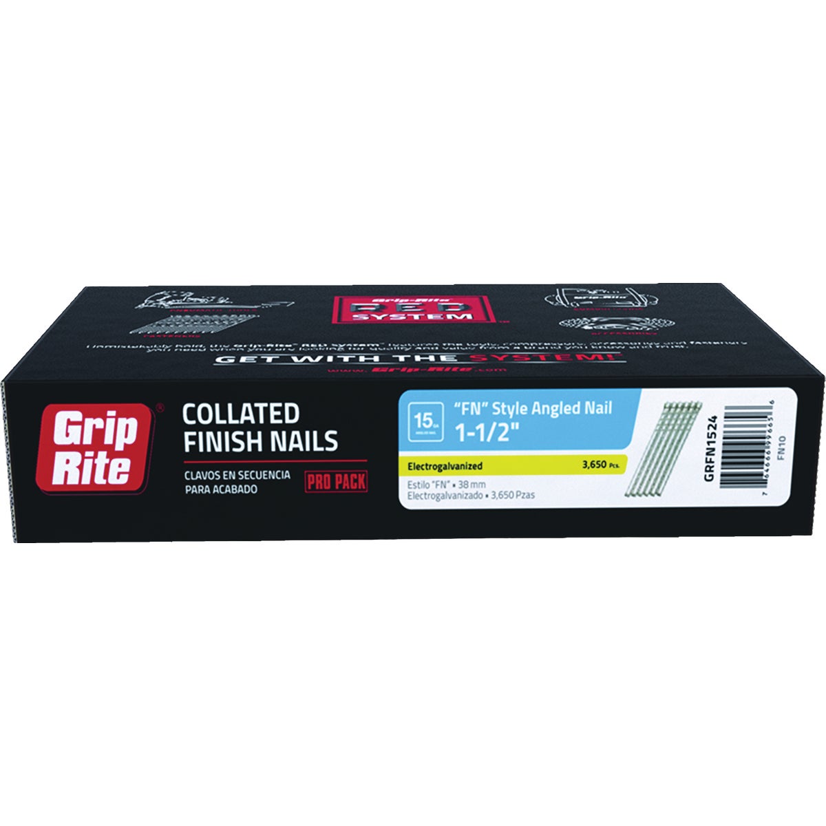Grip-Rite 1-1/2 In. 15 ga Electrogalvanized FN-Style Collated Finishing Nail (3650-Count) Image 1