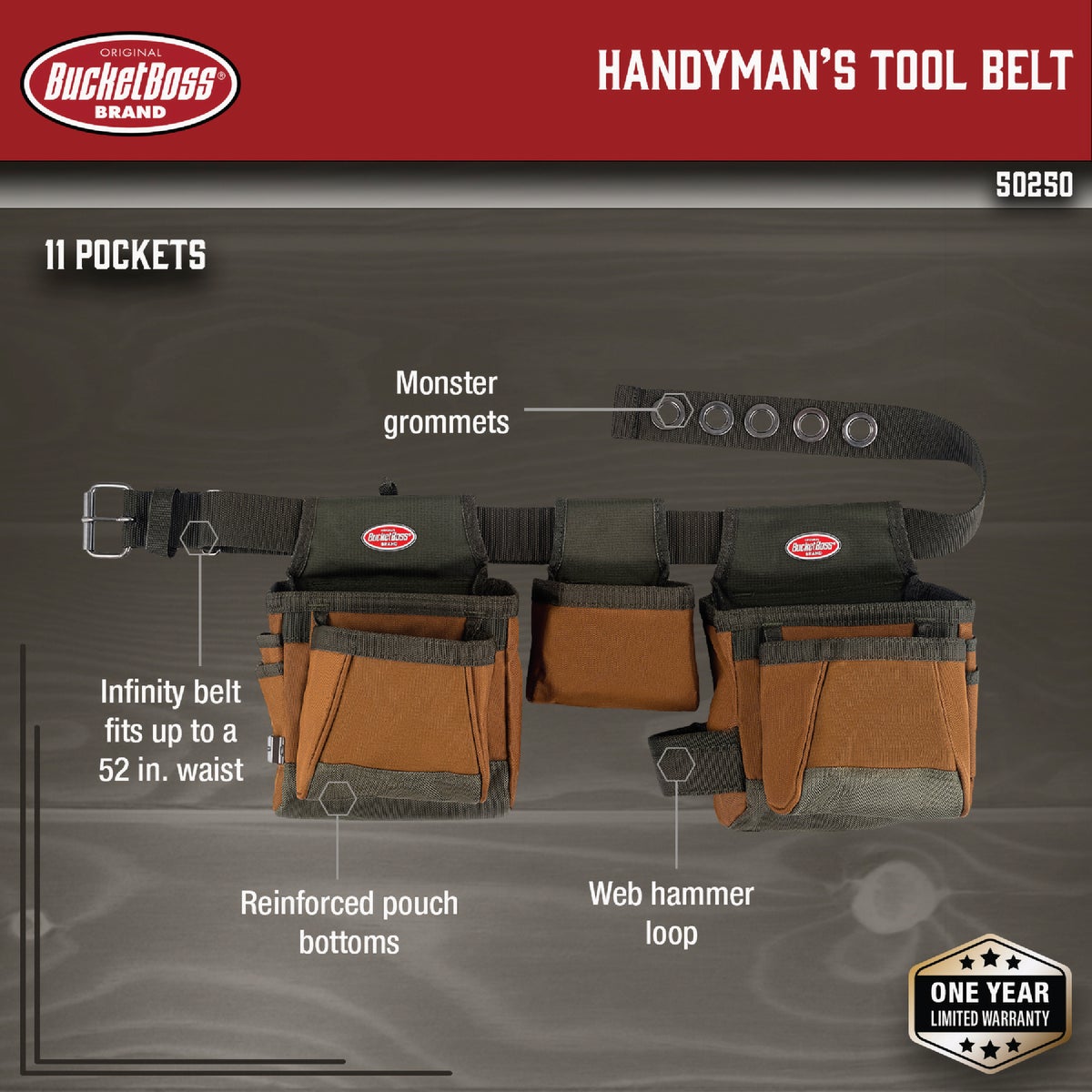 Bucket Boss 11-Pocket Handyman's Tool Belt Image 2