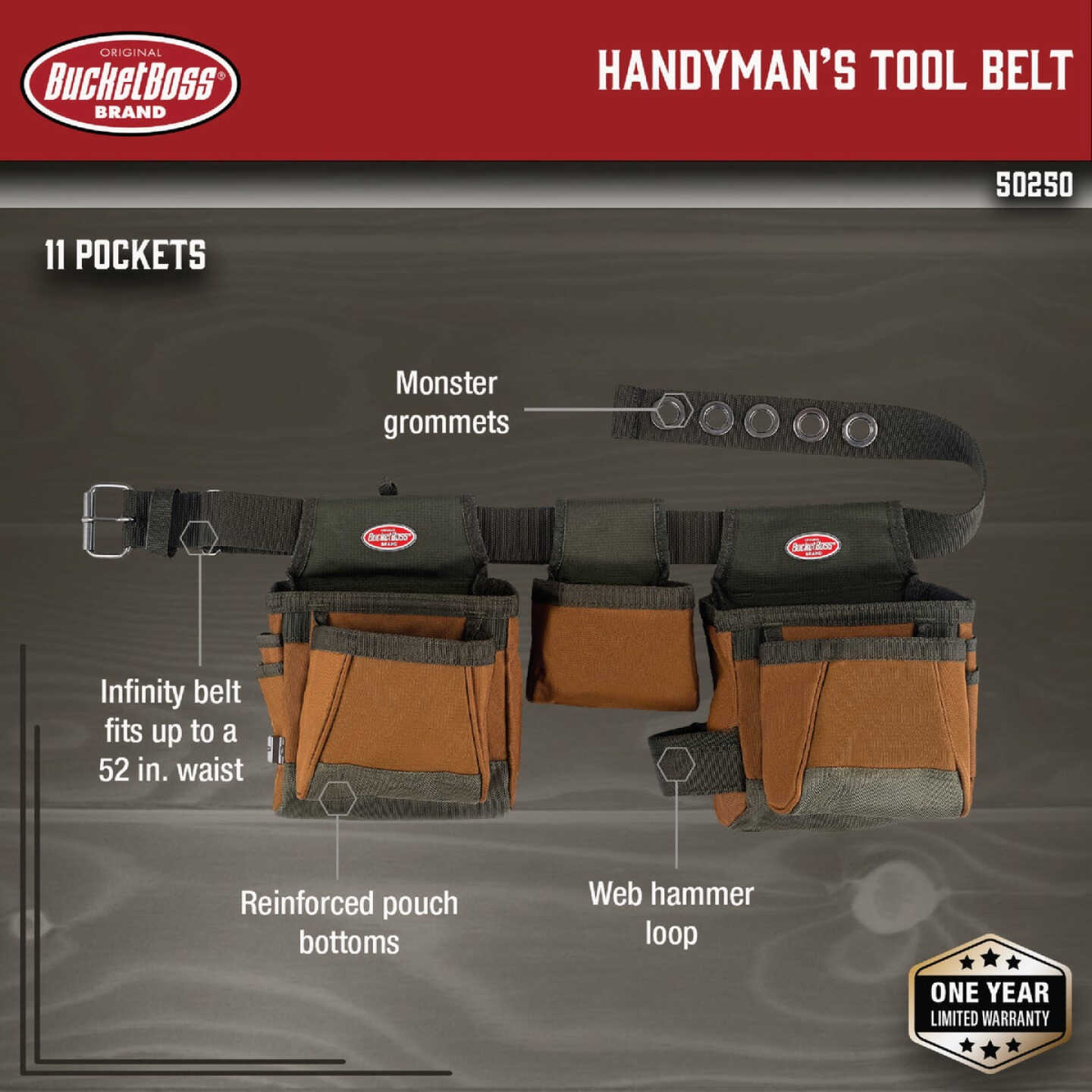 Bucket Boss 11-Pocket Handyman's Tool Belt Image 2