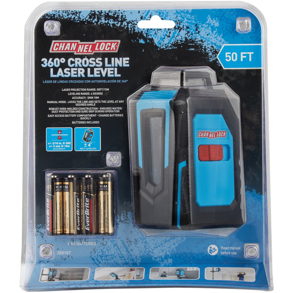 Channellock 50 Ft. 360 Deg. Self-Leveling Cross-Line Laser Level Image 2