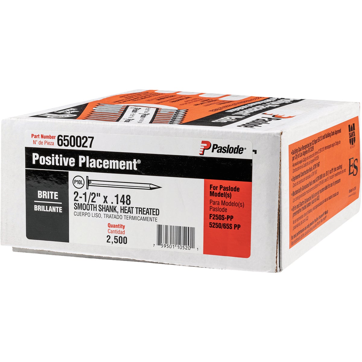 Paslode 2-1/2 In. x 0.148 In. Paper Tape Smooth Shank Heat Treated Brite Metal Connector Nail (2500-Count)