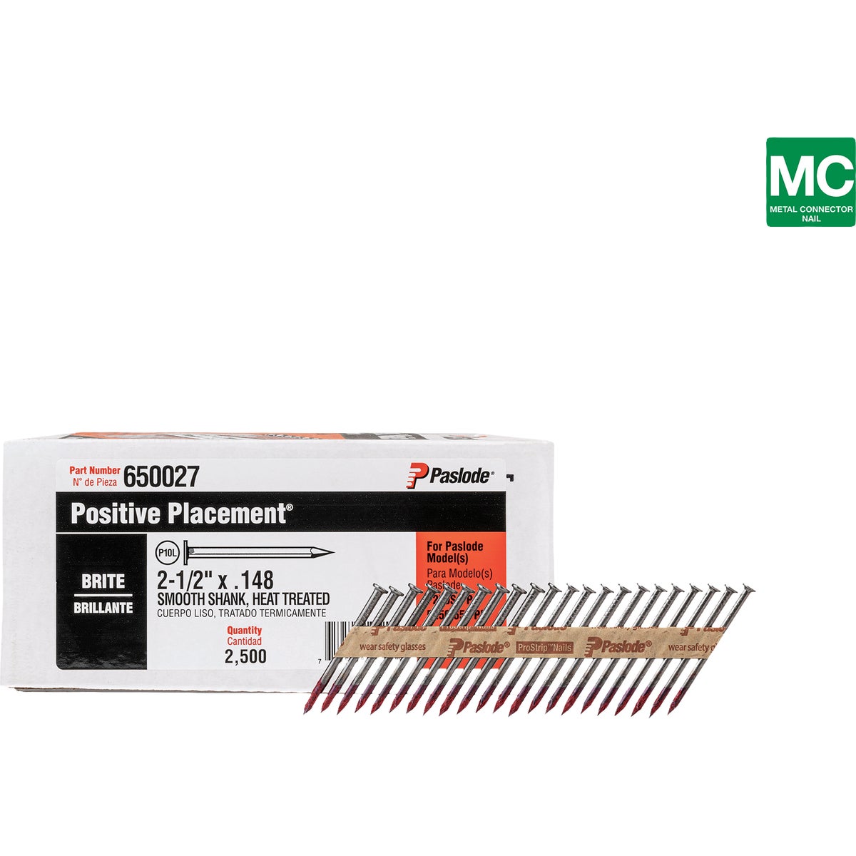 Paslode 2-1/2 In. x 0.148 In. Paper Tape Smooth Shank Heat Treated Brite Metal Connector Nail (2500-Count) Image 3