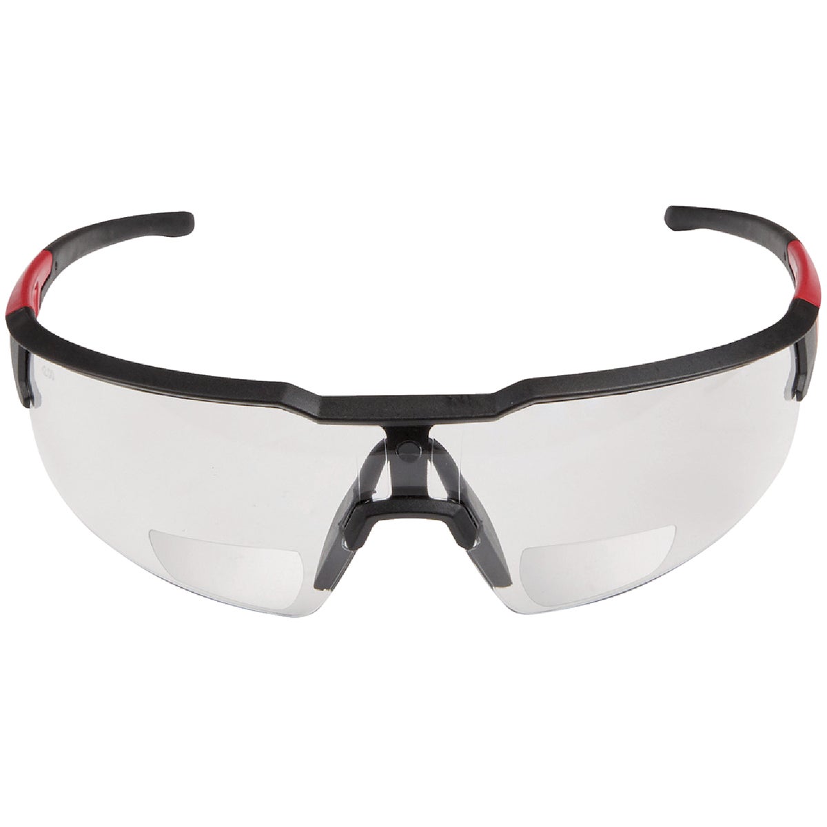 Milwaukee Red & Black Frame Safety Glasses with +1.50 Magnified Clear Anti-Scratch Lenses Image 3