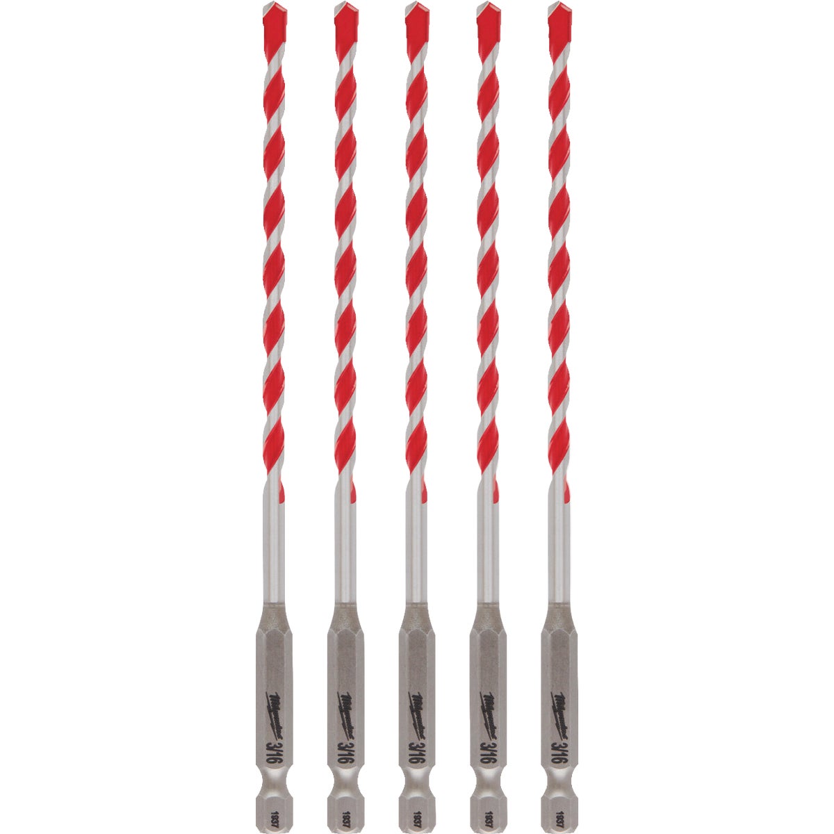 Milwaukee SHOCKWAVE 3/16 In. x 4 In. x 6 In. Impact Duty Carbide Hammer Drill Bits (5-Pack)