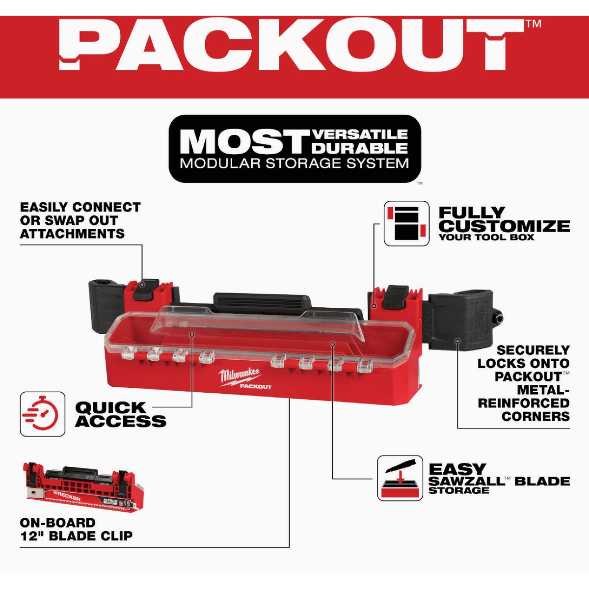 Milwaukee Accessory Case Attachment for PACKOUT Tool Box Image 3