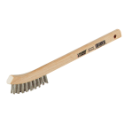 Forney 7-3/4 In. Curved Wood Handle Wire Brush with Stainless Steel Bristles Image 1