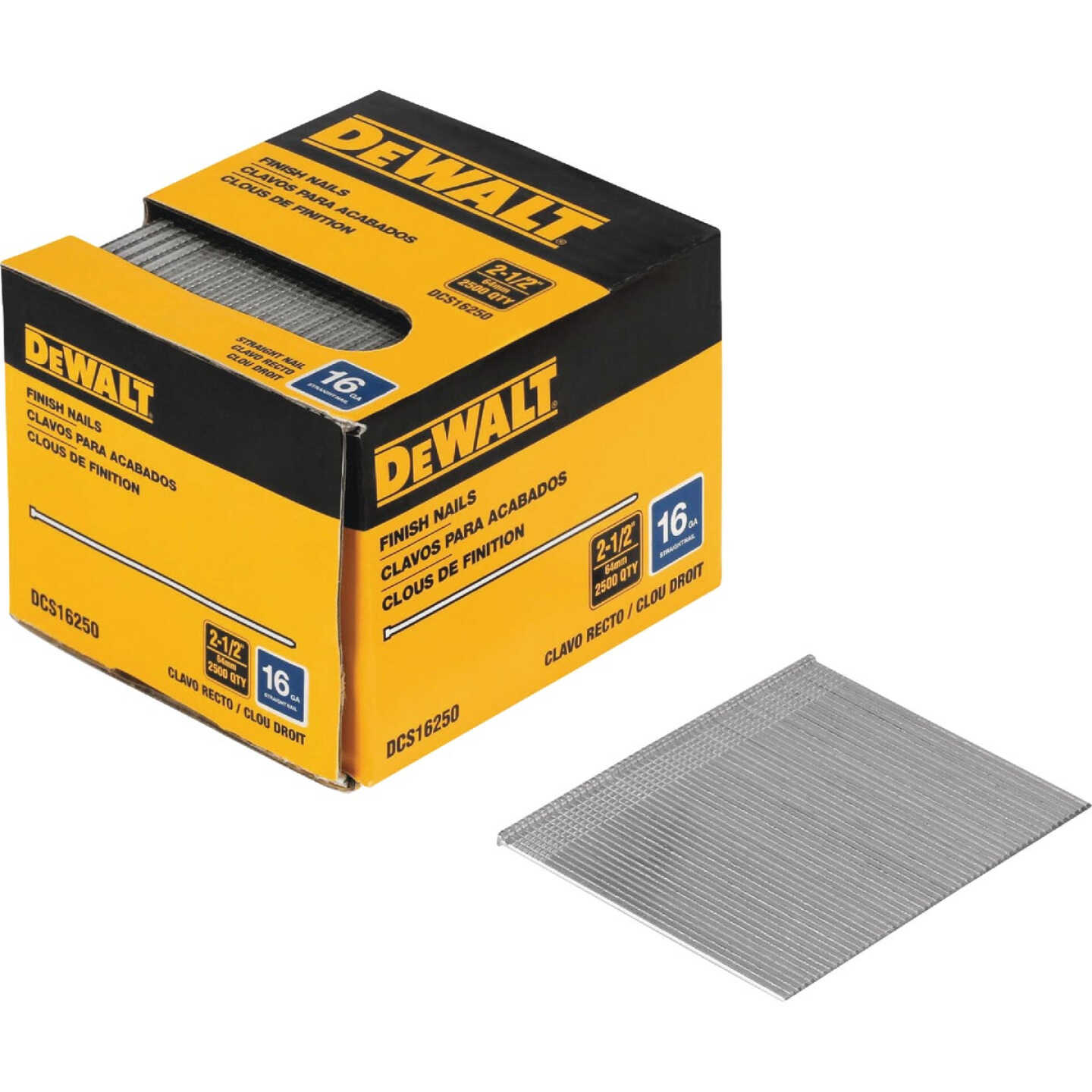 DEWALT 2-1/2 In. 16-Gauge Straight Finish Nails (2500 Ct.) Image 1
