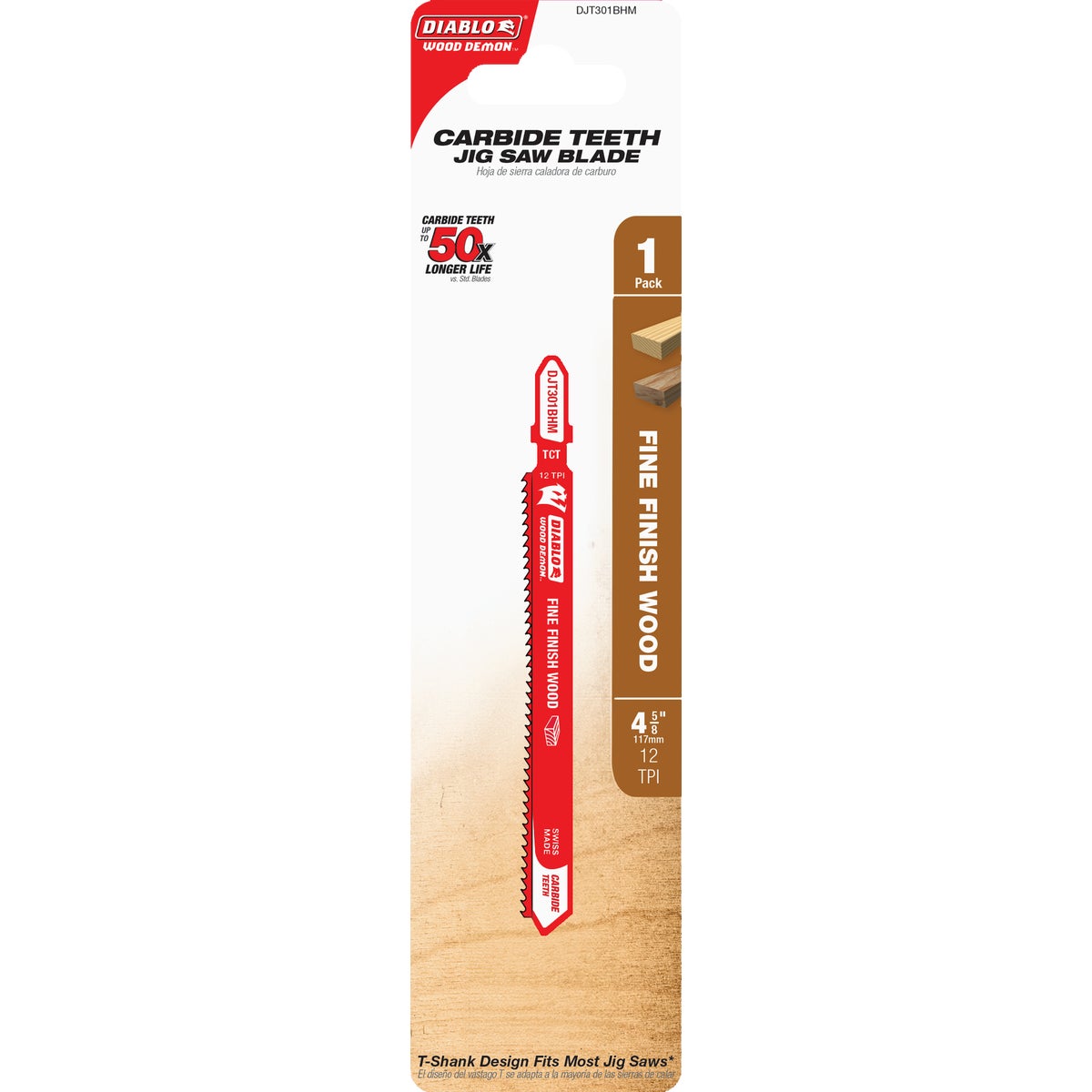 Diablo Wood Demon 4-5/8 In. x 12 TPI T-Shank Carbide Jig Saw Blade for Fine Finish Wood Image 2
