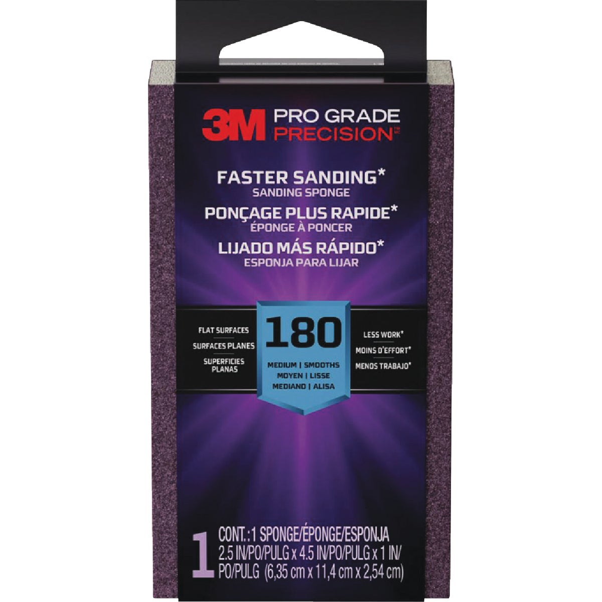 3M Pro Grade Precision 2.5 In. x 4.5 In. x 1 In. 180 Grit Fine Sanding Sponge Image 1