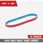 Milwaukee 1/2 In. x 18 In. 40/60/80/120 Grit Bandfile Variety Pack (4-Pack) Image 1