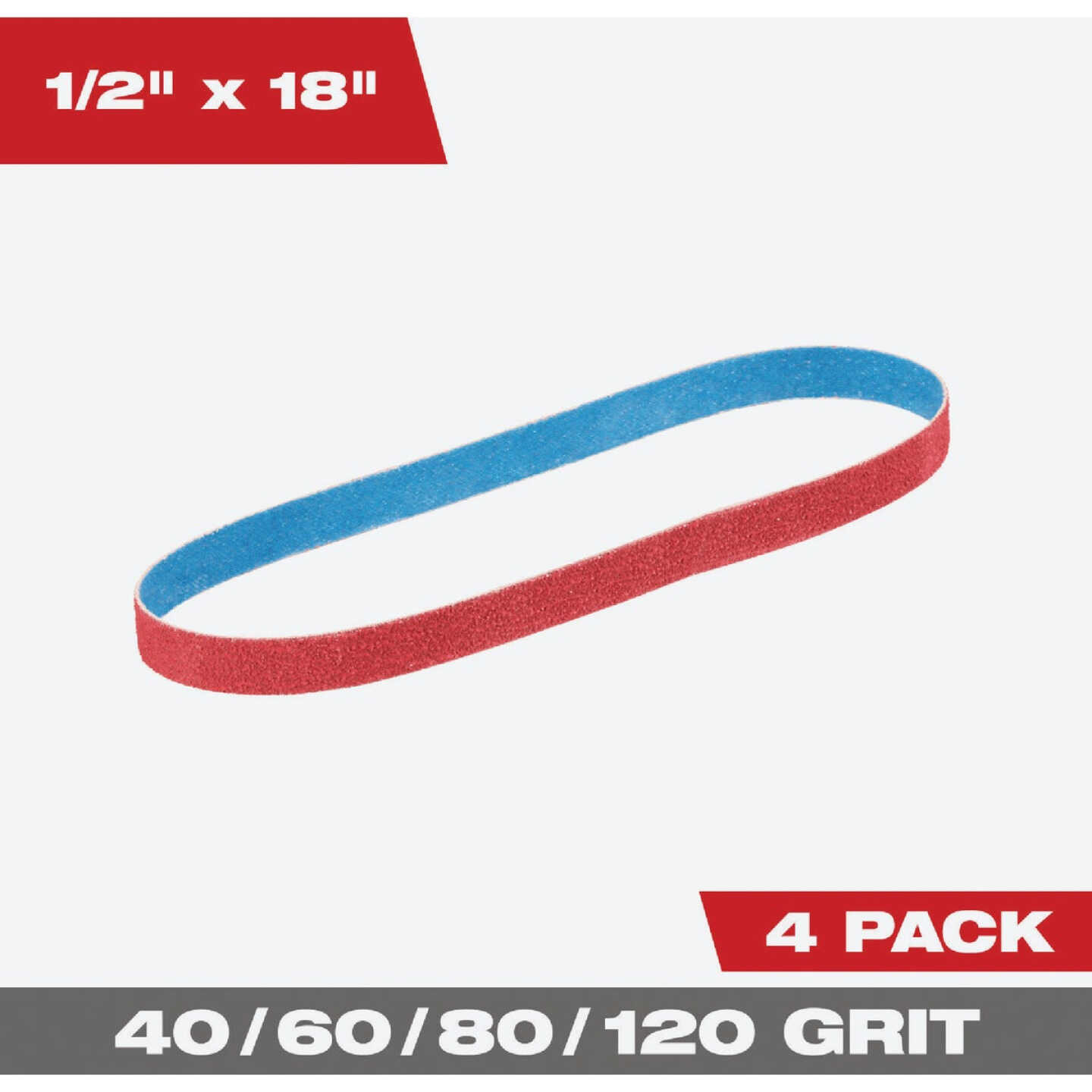 Milwaukee 1/2 In. x 18 In. 40/60/80/120 Grit Bandfile Variety Pack (4-Pack) Image 1