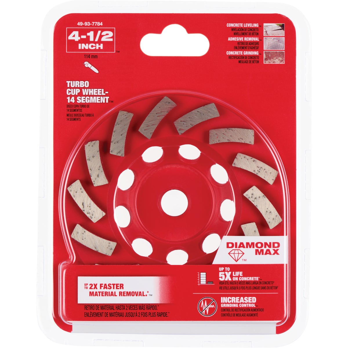 Milwaukee DIAMOND MAX 4-1/2 In. Segmented Turbo Rim Diamond Cup Wheel Image 8