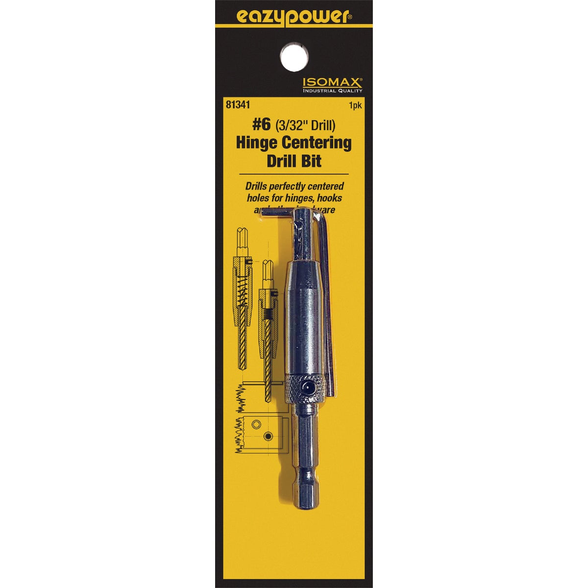 Eazypower Corporation #6 3/32 In. Hinge Drill Bit with L-Shape Hex Key