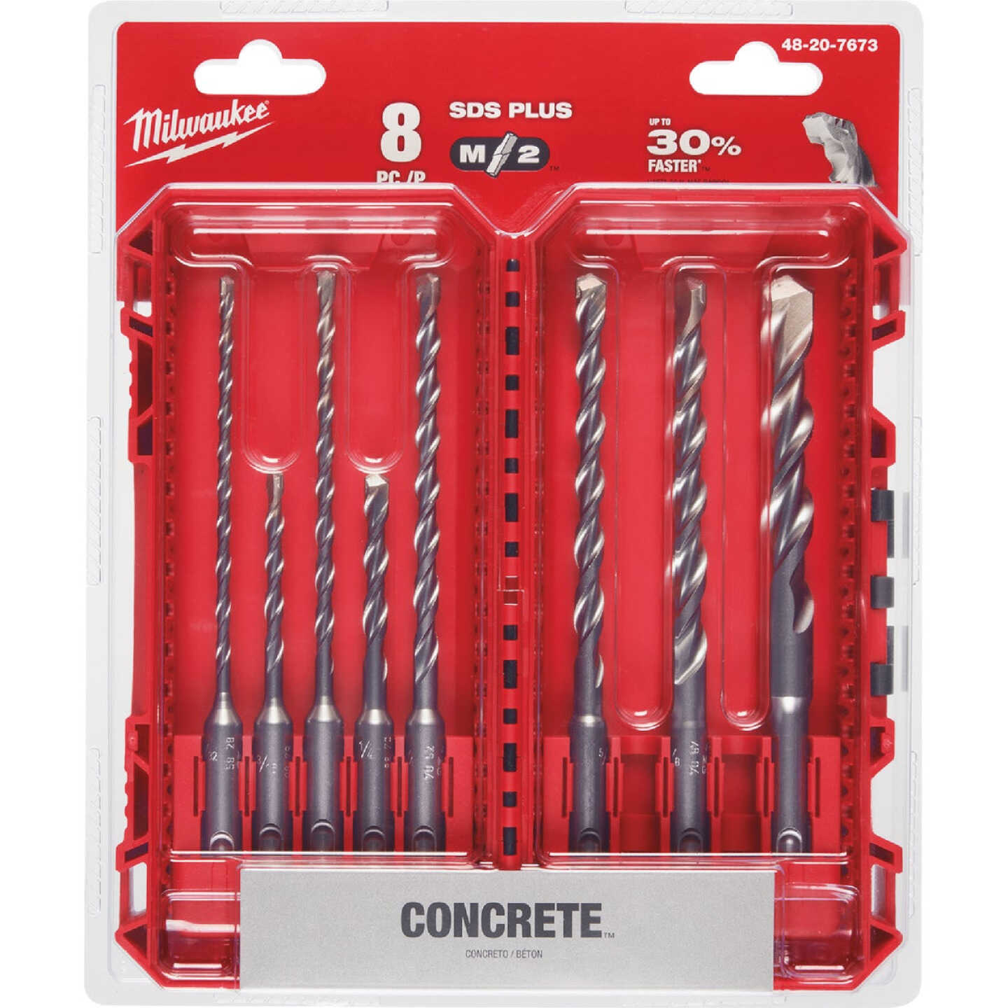 Milwaukee 8-Piece SDS Plus M/2 2-Cutter Drill Bit Kit Image 7