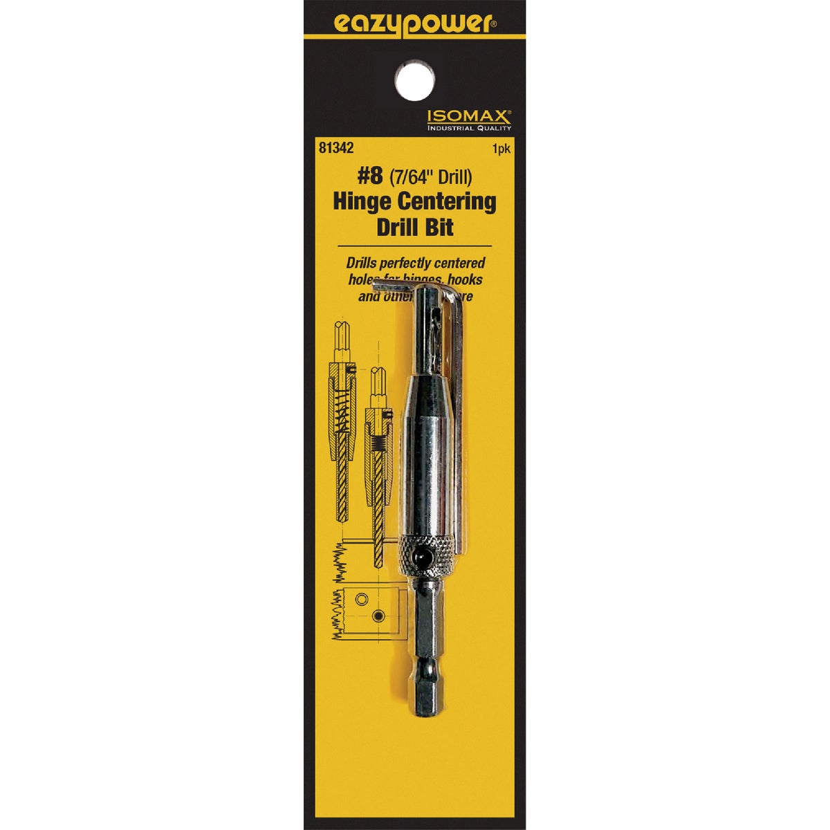Eazypower Corporation #8 7/64 In. Hinge Drill Bit with L-Shape Hex Key