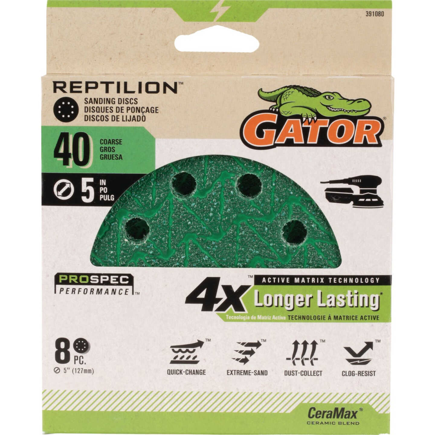 Gator Reptilian 5 In. 8-Hole 40-Grit Sanding Disc (8-Pack) Image 1