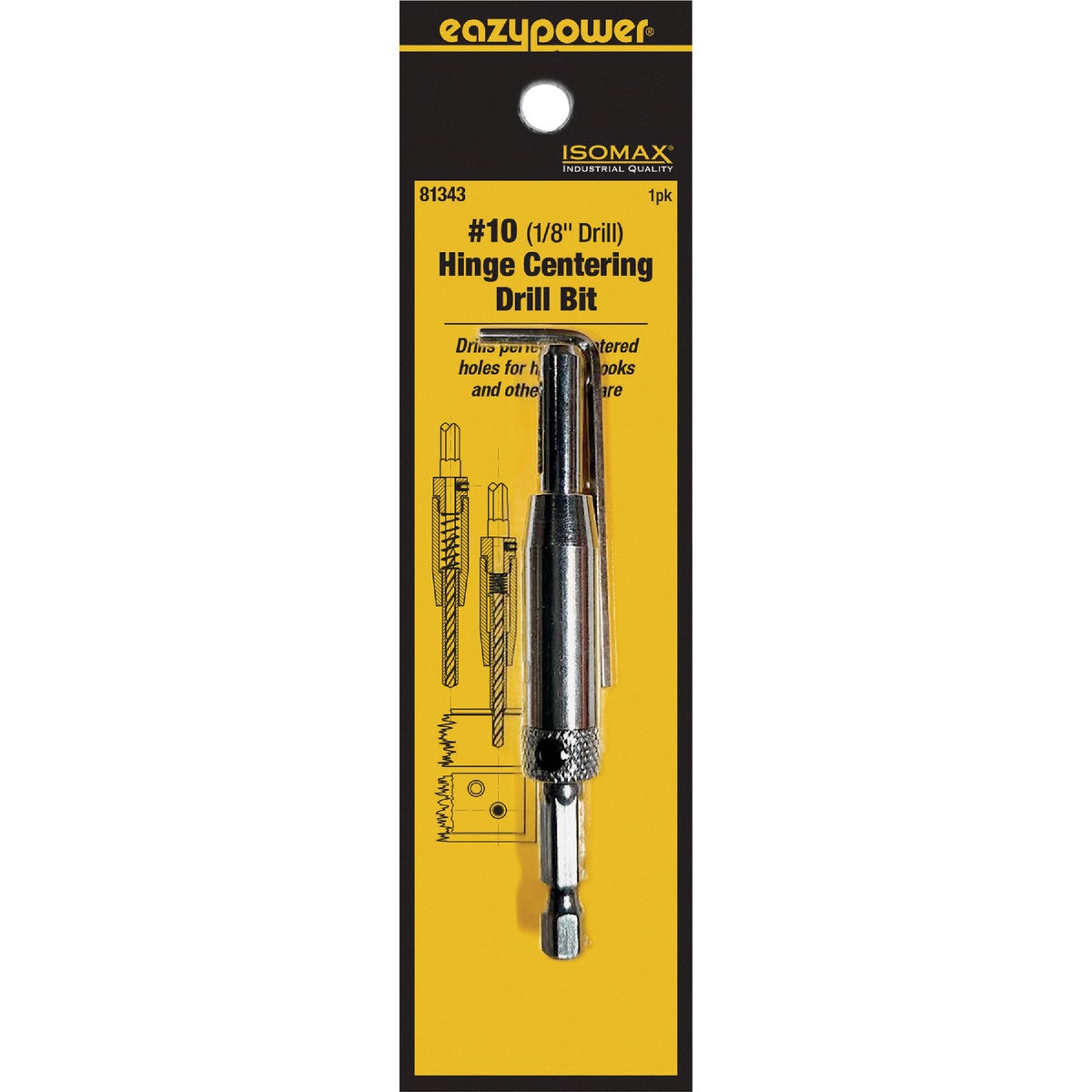 Eazypower Corporation #10 1/8 In. Hinge Drill Bit with L-Shape Hex Key