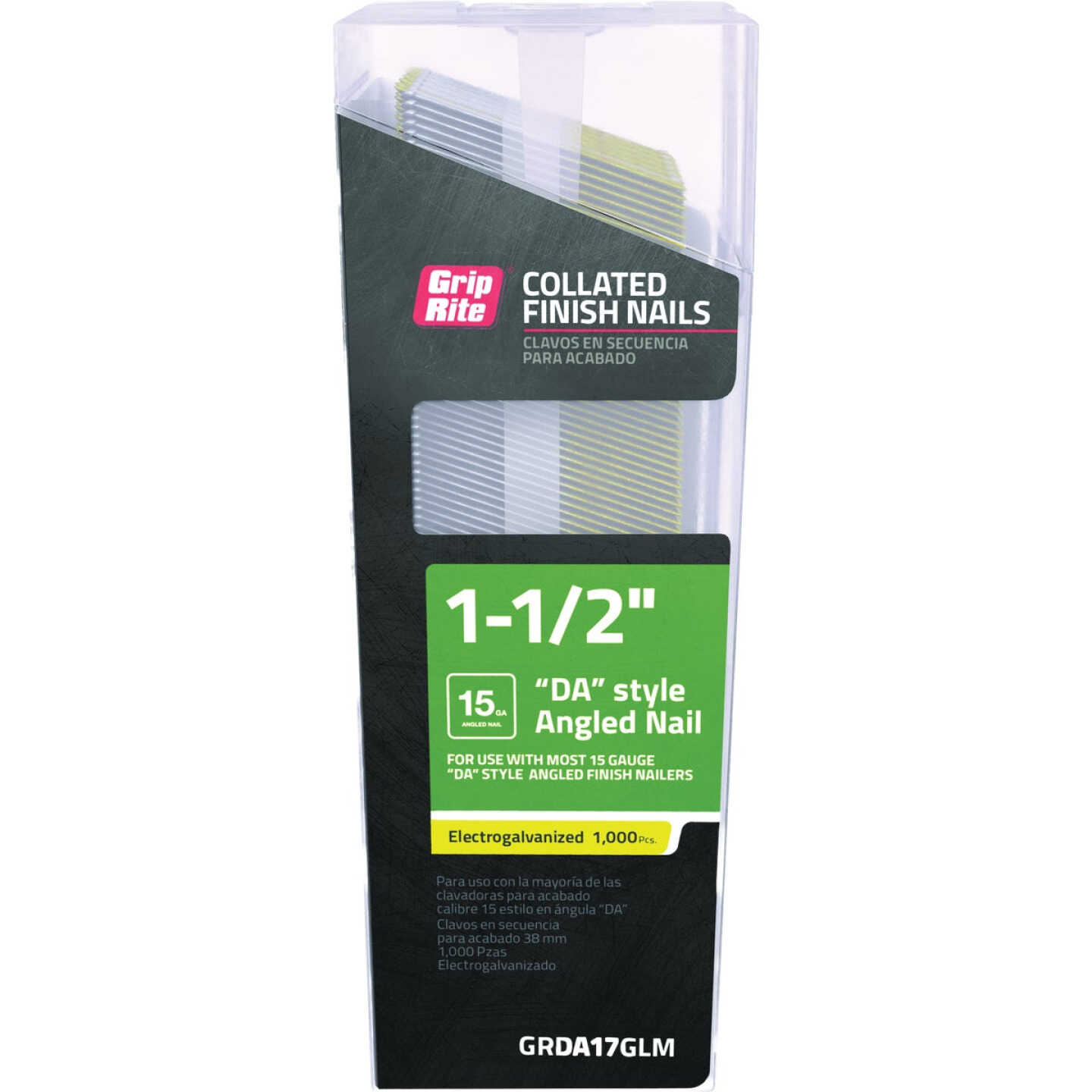 Grip-Rite 1-1/2 In. 15 ga Electrogalvanized DA-Style Collated Finishing Nail (1000-Count) Image 1