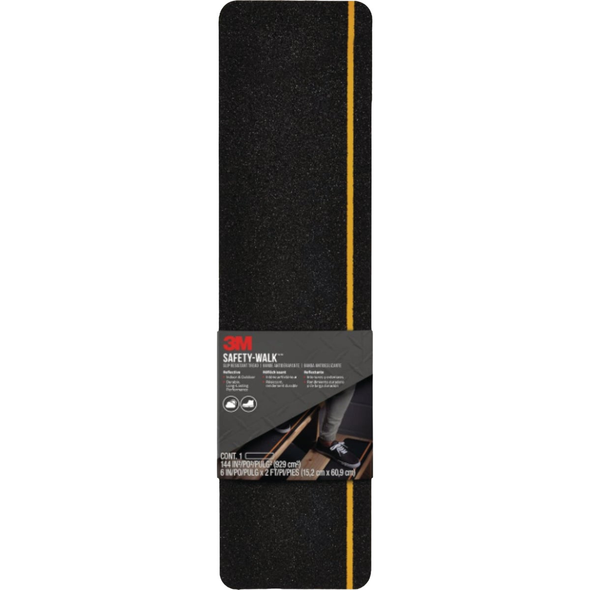 3M 6 In. x 24 In. Black Safety-Walk Slip-Resistant Reflective Tread Tape Image 1