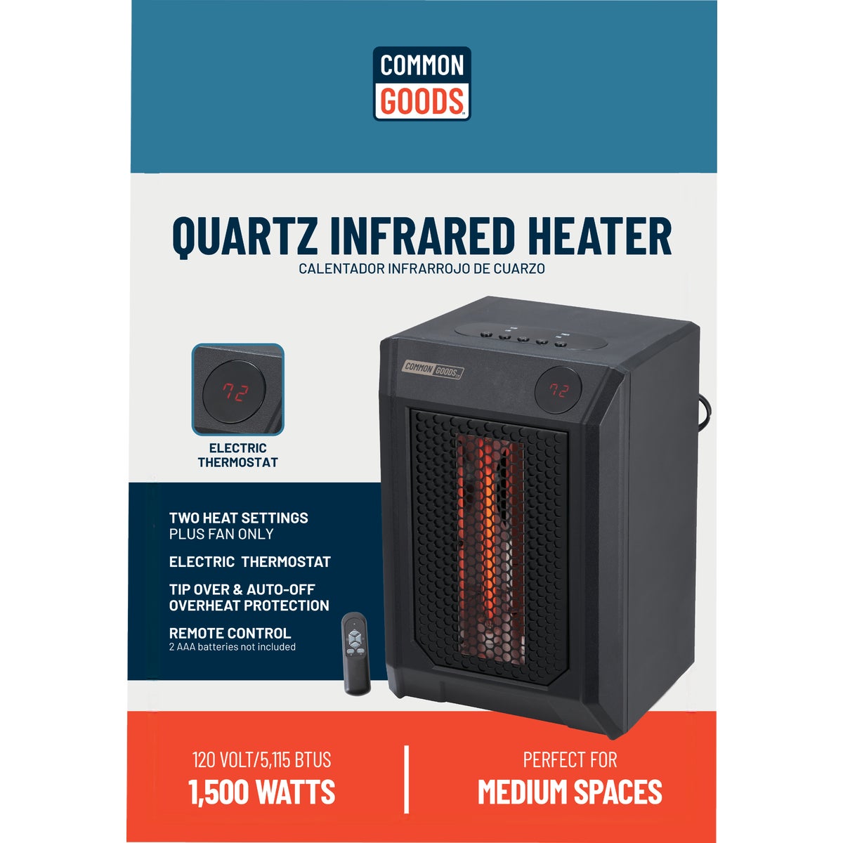 Home Impressions 1500W 120V Quartz Heater with Remote Image 2