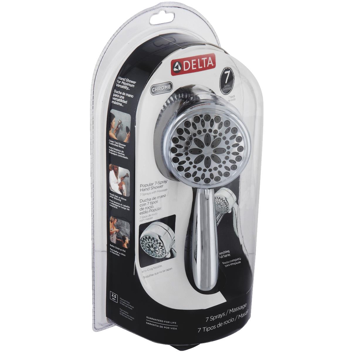 Delta 7-Spray 2.5 GPM Chrome Hand-Held Shower