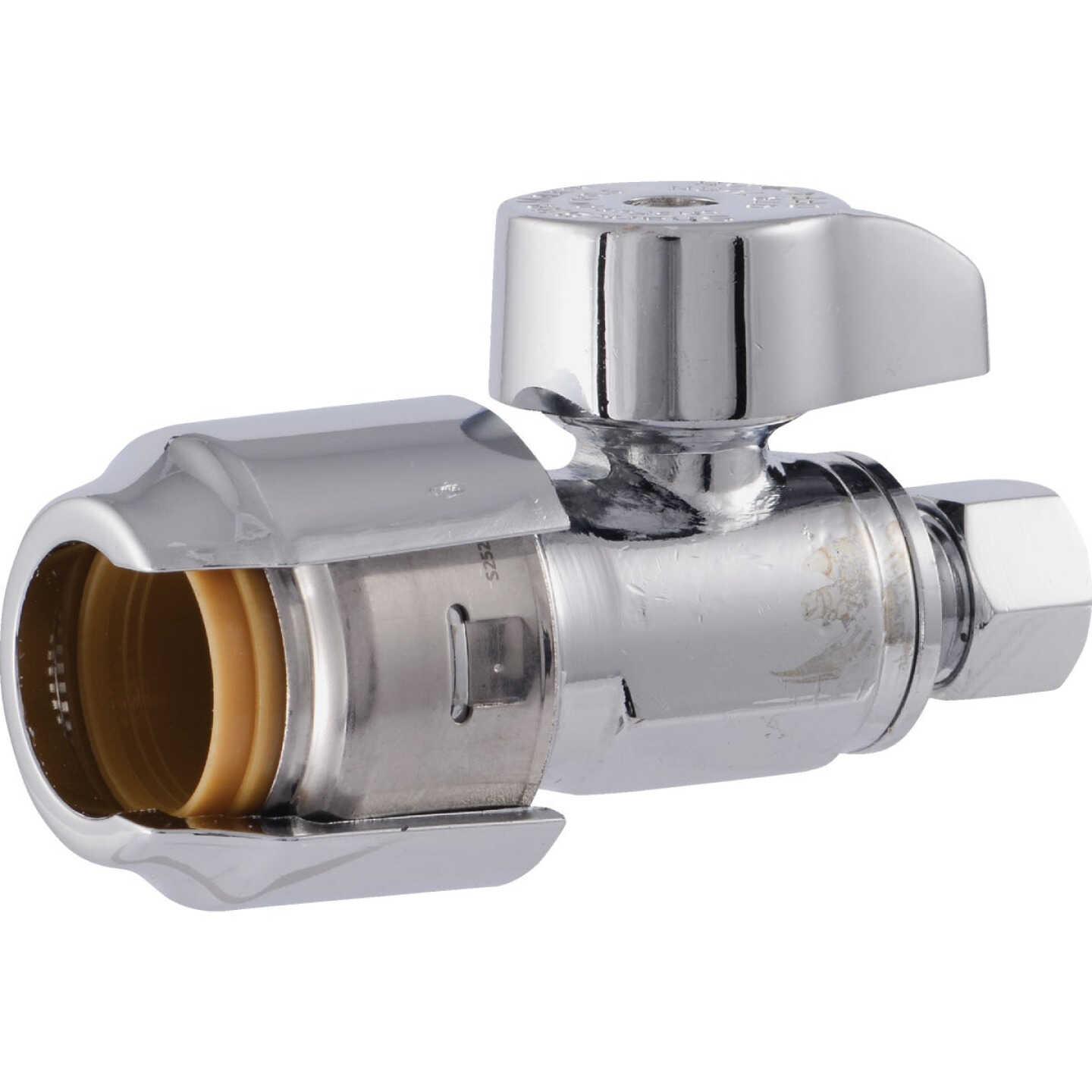 SharkBite 1/2 In. x 1/4 In. Compression Brass Straight Stop Valve Image 1