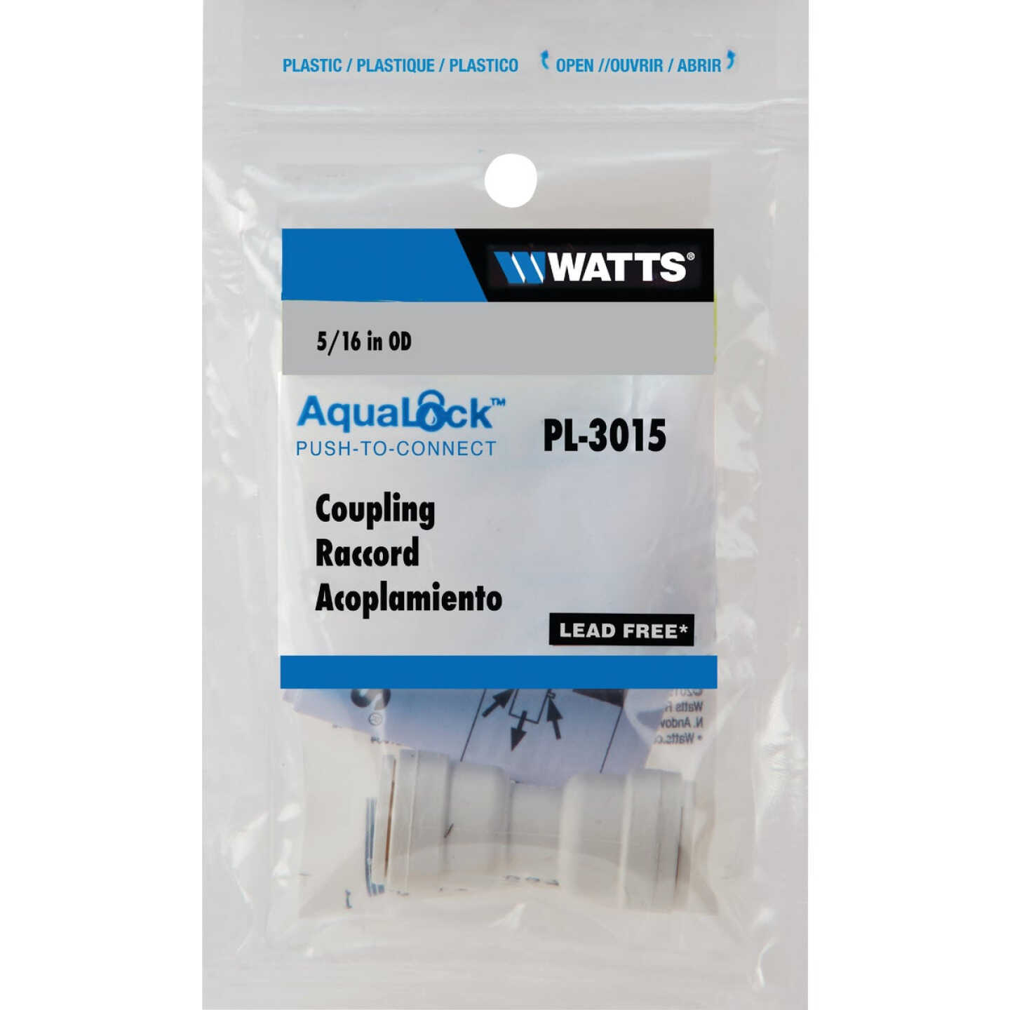 Watts 5/16 In. x 5/16 In. OD Tubing Quick Connect Plastic Coupling Image 2