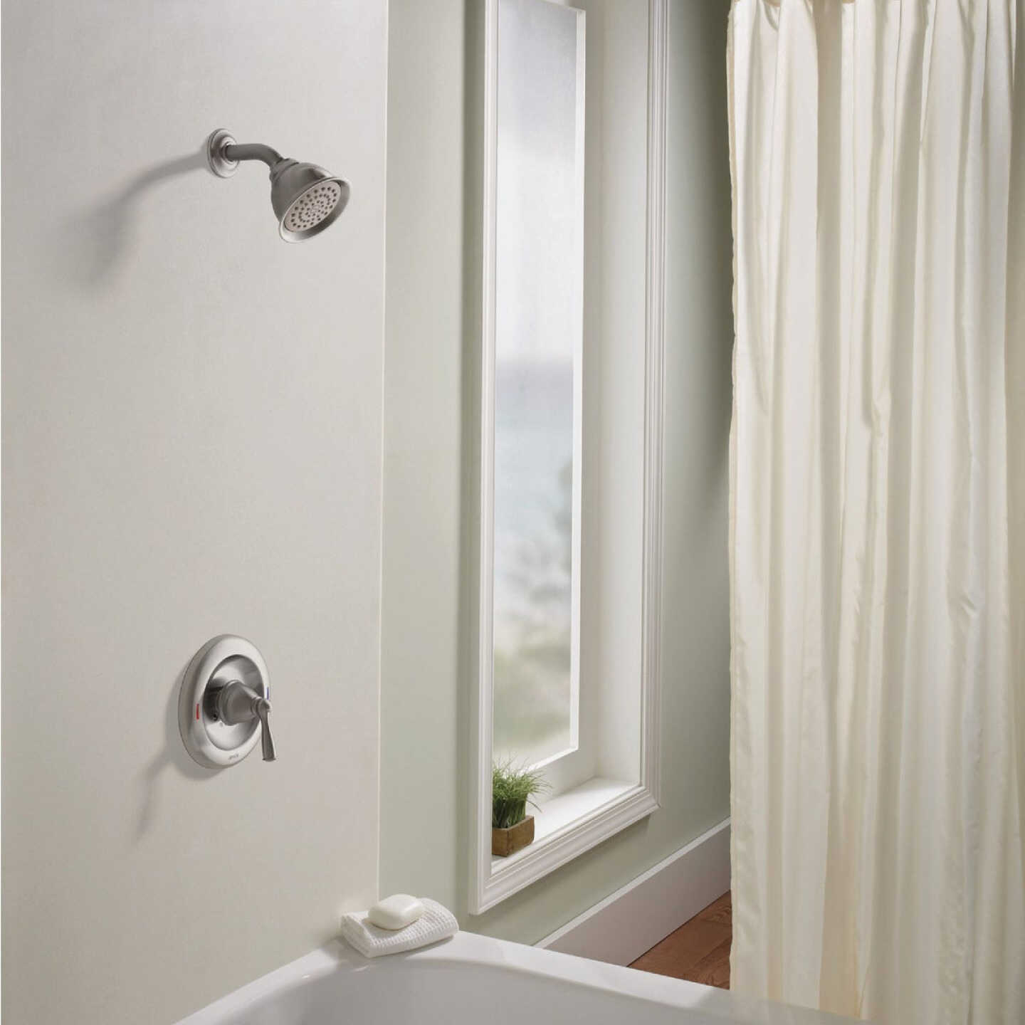 Moen Banbury Posi-Temp 1-Handle Lever Shower Faucet, Spot Resist Brushed Nickel Image 2