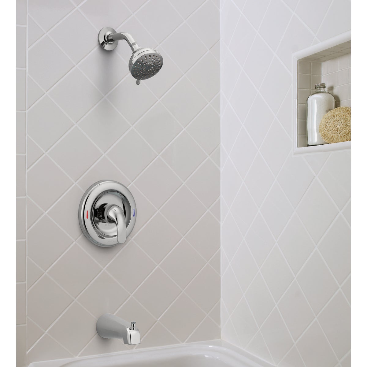 Moen Adler Posi-Temp 1-Handle Lever Tub and Shower Faucet, Chrome Image 3