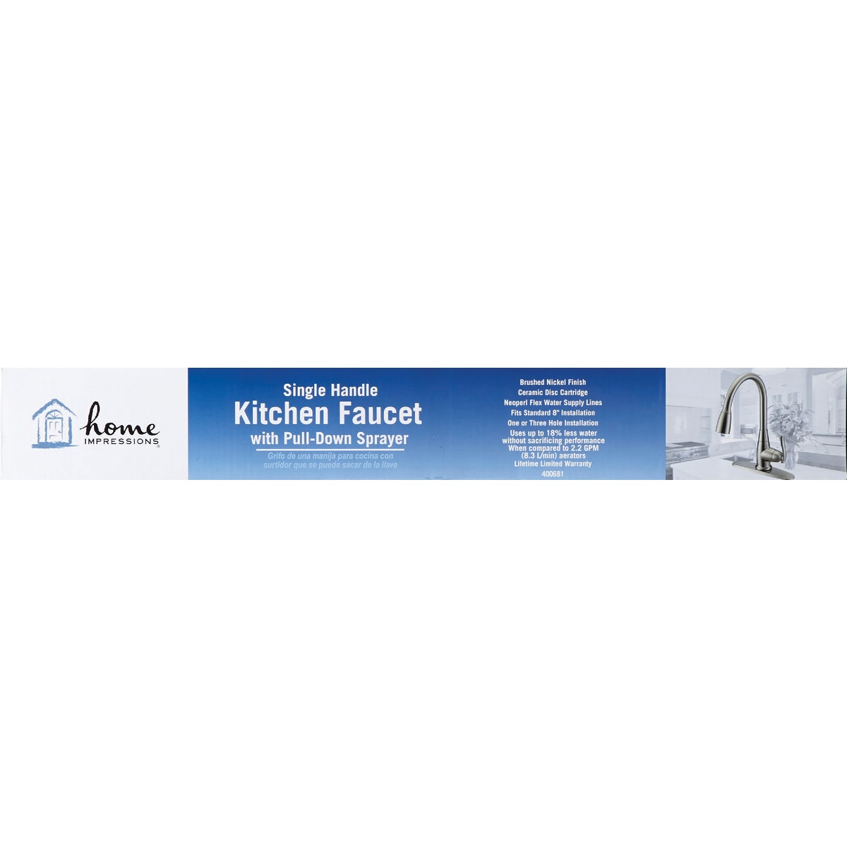 Home Impressions 1-Handle Lever Pull-Down Kitchen Faucet, Brushed Nickel Image 2