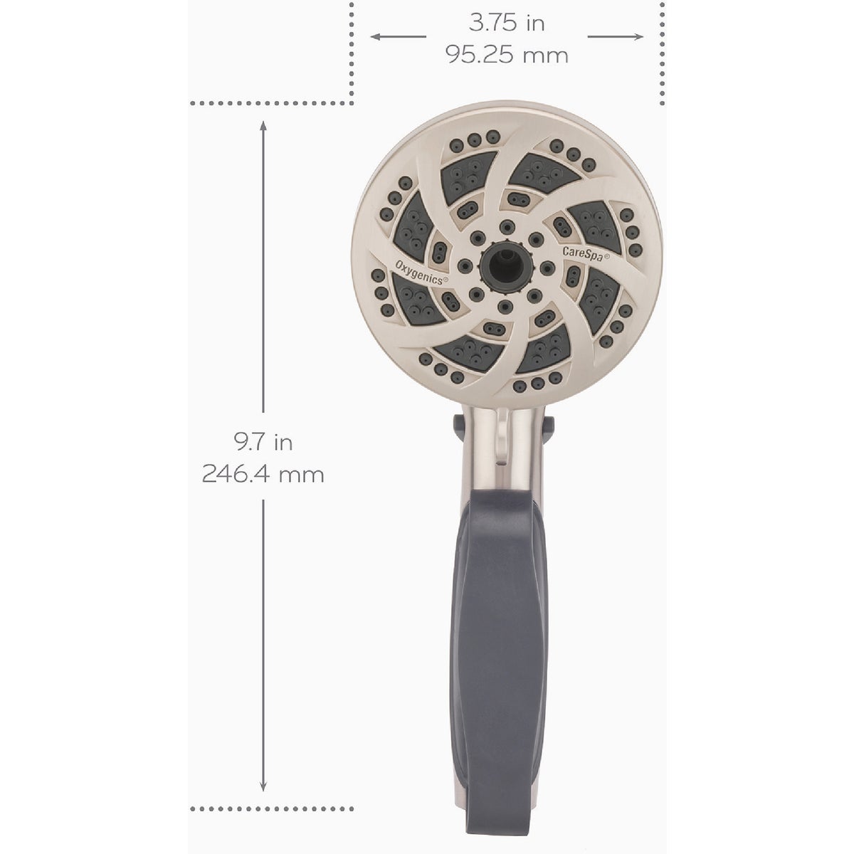 Oxygenics CareSpa 5-Spray 1.8 GPM Handheld Showerhead, Brushed Nickel Image 5