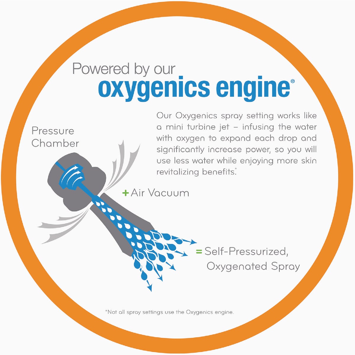 Oxygenics CareSpa 5-Spray 1.8 GPM Handheld Showerhead, Brushed Nickel Image 4