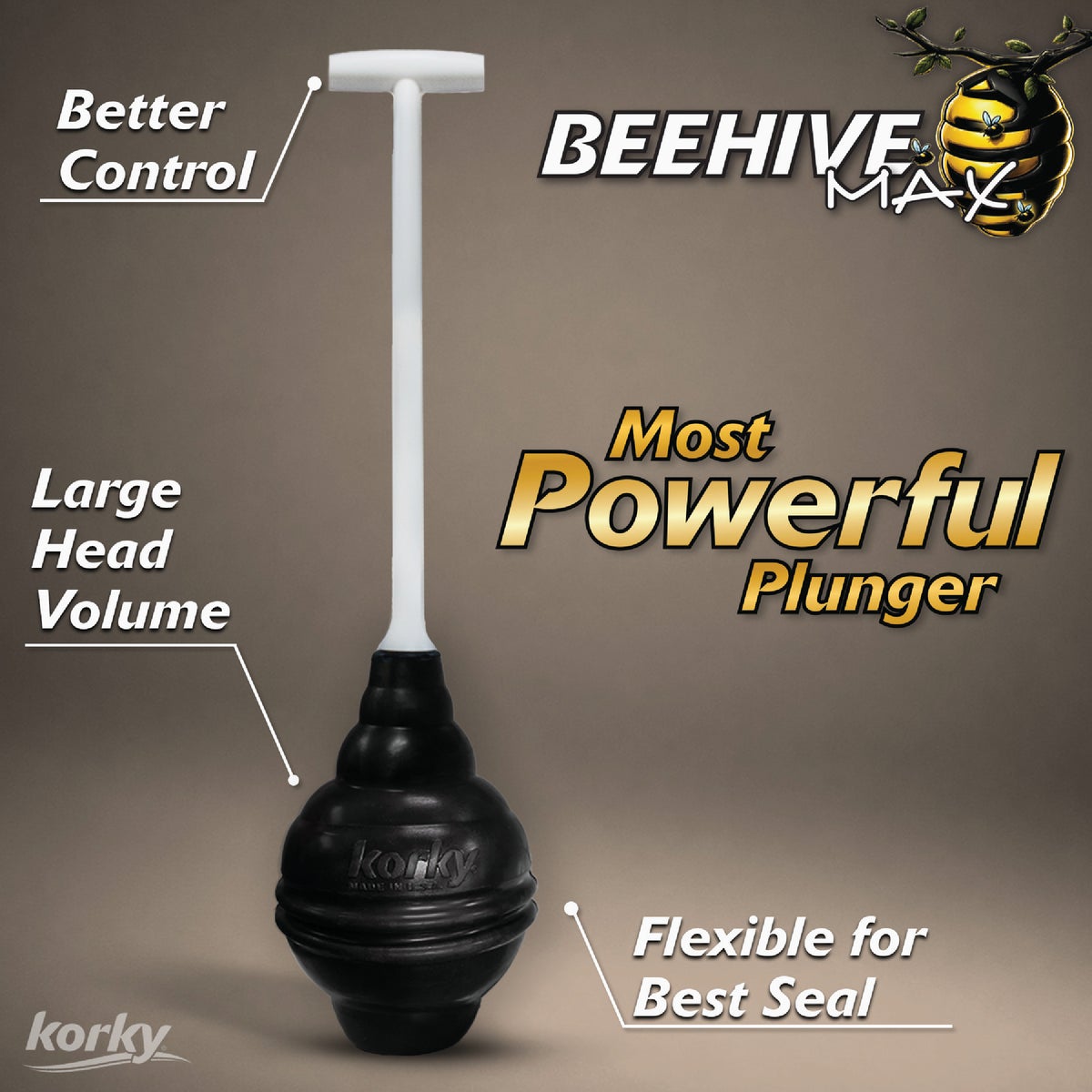 Korky Flexible Bellowed Head 6.5" Toilet Plunger Image 3